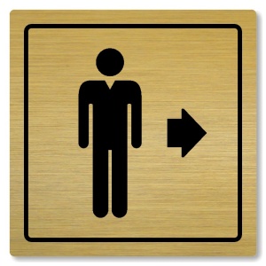 WC muži vpravo, 80x80mm, zlatá, Arizona